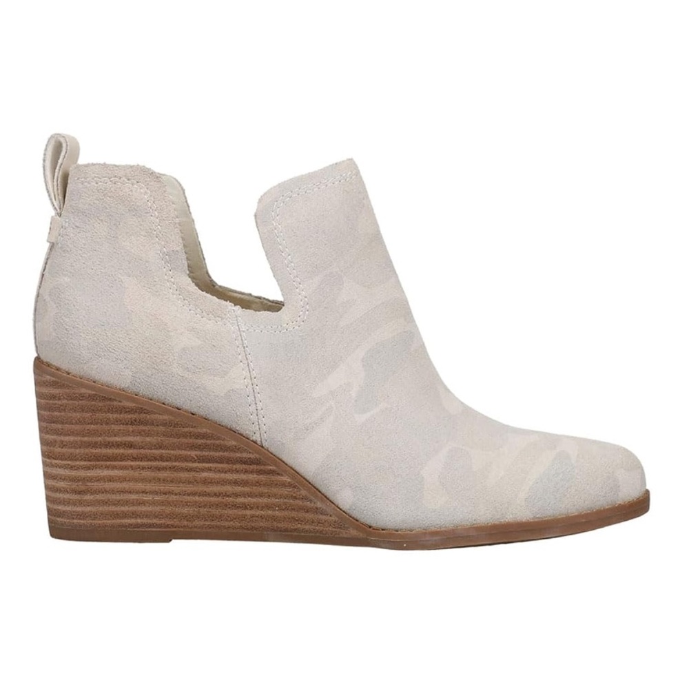 Toms Cream Camouflage Wedge Ankle Boots